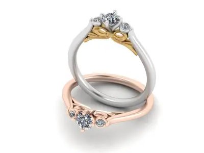 Ribbon engagement ring 3dm stl render detail 3D print model 3D print model