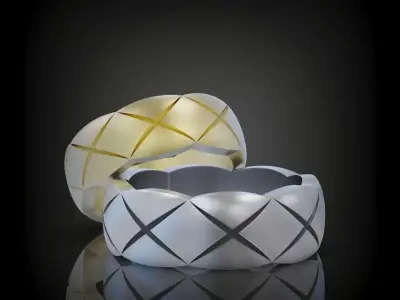 Wedding bands set promise rings 3D print model