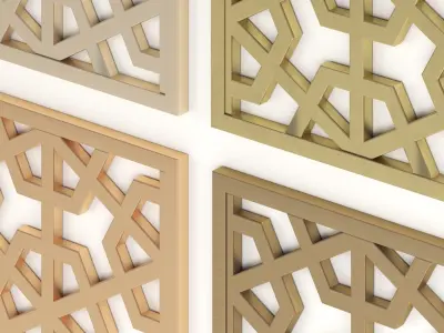 Arabic Islamic pattern decorative gold plaster 3D model