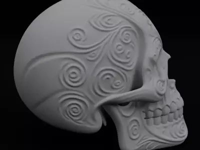 Ornamental Skull 3D Printable Model Halloween Day of the Dead 3D print model