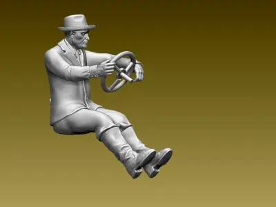 driver man driving car 3D print model