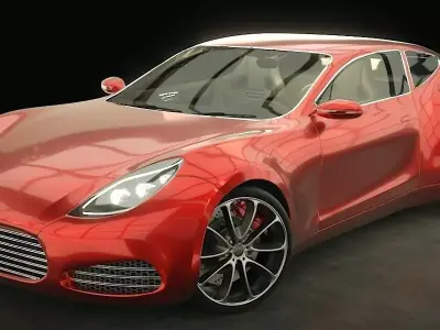 Generic concept sports car with rig and full interior 3D model