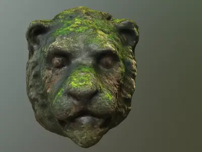 Lion head  Low-poly 3D model