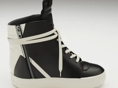 Sneakers Rick Owens Geobasket Converse Black Low-poly 3D model