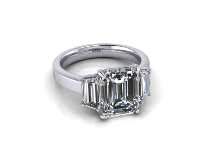 Emerald Single Prong Woman Wedding Rings 3D print model