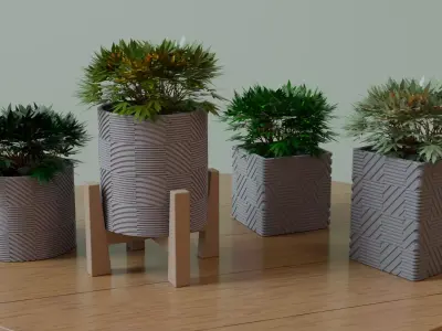 pot with standard square and circular  3D print model