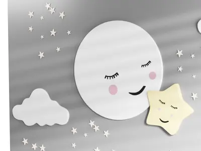 Decorative wall panel for children 02 3D model