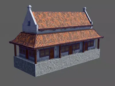 Old Batavia City Tavern Shops Sample Static Meshes for Games Free low-poly 3D model