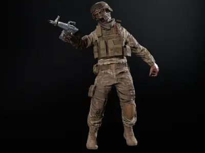 Zombie Soldier Low-poly 3D model