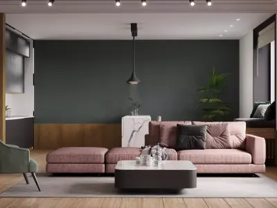 Minimal living room and bedroom 3D model