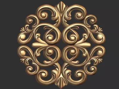 carved ornament furniture parts circle 3D print model