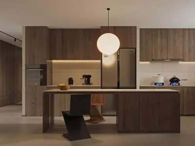 Modern living room dining room bedroom interior scenes 109 3D model