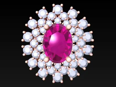 Oval Stone Ring - Womens Rings - N3971 3D print model