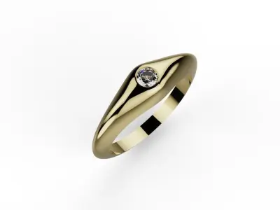 One stone gem diamond ring 3D print model 3D print model