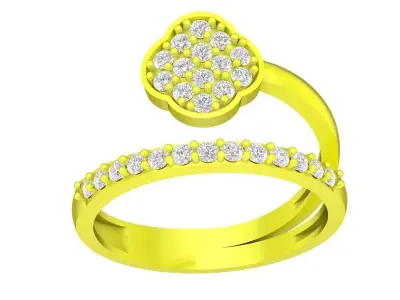 Luxury Open Band Floral Pave Ring 3D Model 4358 3D print model