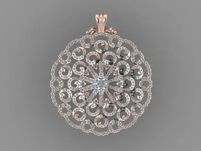 Rose Gold Diamond Pendant 3D Print Model 3D print model 16