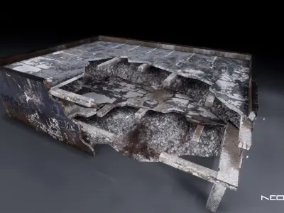 Destroyed Parking Garage Low-poly 3D model