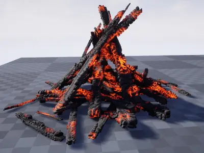 Burning Wood Animated 26 Pack Unreal Engine 3D model