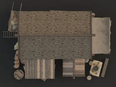 medieval market Low-poly 3D model