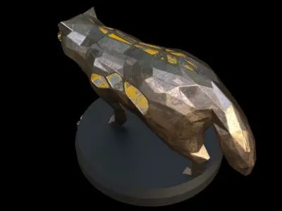 Steampunk Raccoon dog Pose Low-poly 3D model