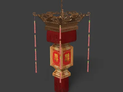 Chinese red  royal palace lantern  3D model