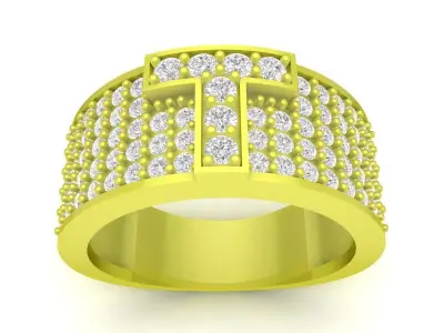 Luxury Pave Diamond Ring with Cross Design for Men 4048 3D print model