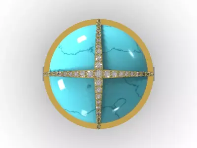 Gemstone luxury stl 3d printable jewelry ring model jr00303 3D print model