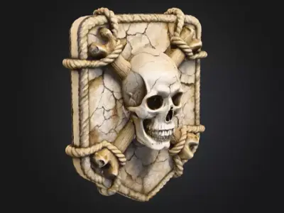 Cracked Skull Crest Low-poly 3D model