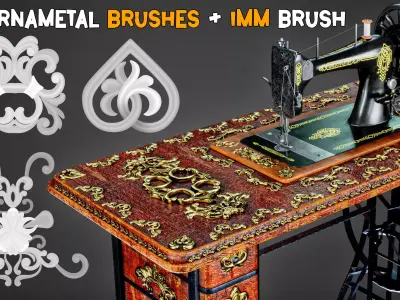 150 Premium Ornamental Brushes  and  IMM  Vol 35 Low-poly 3D model