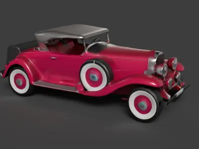 Red vintage car   Low-poly 3D model