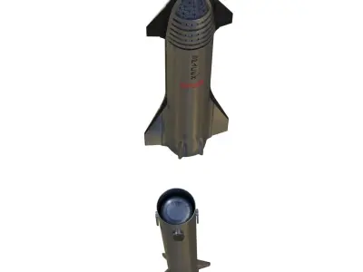 Starship and Super Heavy booster SpaceX 3D model