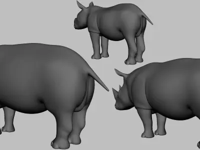 Rhino Family Low-poly 3D model