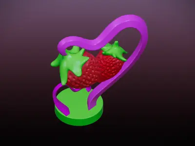 Love Fruits strawberries heart stand 3D print model
