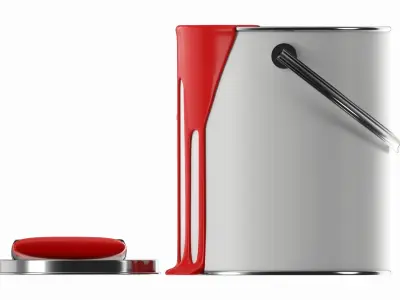 Paint bucket opened with brush 01 3D model