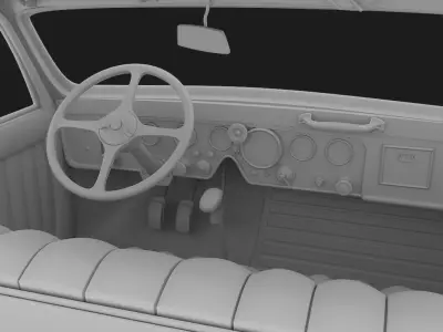interior of the antique car 3D model