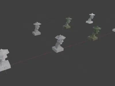 Pagoda Stone Statue Low-poly 3D model