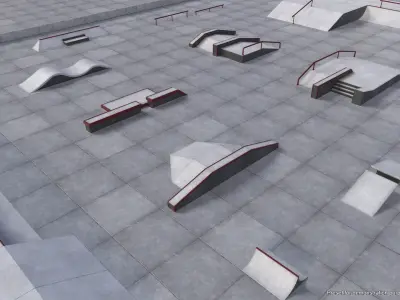 Lowpoly skatepark modules Low-poly 3D model