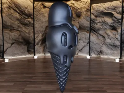 Ice Cream Skull Figure Fan Art Toy  3D print model