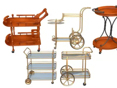 Bar cart and Serving Trolley collection 3D model