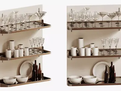 Set of Decorative sets of dishes for the kitchen 3D model