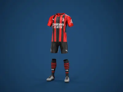Football Jersey full outfit AC Milan Team Low-poly 3D model