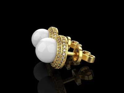 Stud earring with pearl model 800 3D print model