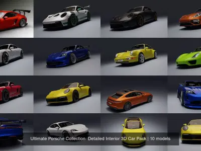 Ultimate Porsche Collection  Detailed Interior 3D Car Pack