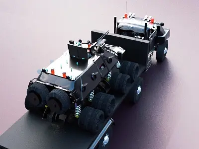 Military semi trailer Low-poly 3D model