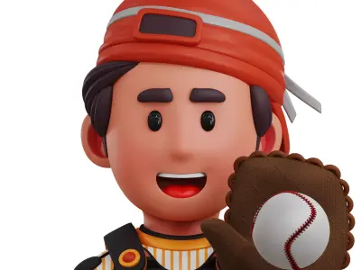 Catcher Player Avatar 3D Icon Low-poly 3D model