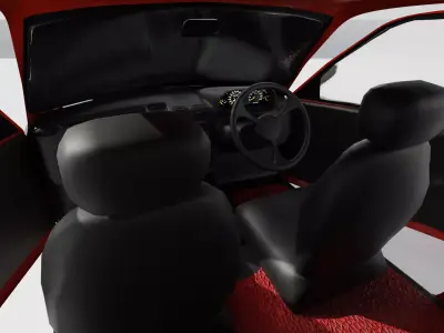 1980s Compact European Hatchback Car Red 3D Model Low-poly 3D model