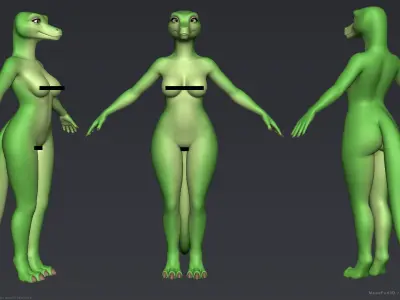 Furry Scalie Lizard Girl 3D model