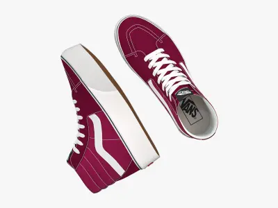 Vans Sk8-Hi Platform Port Royale and White 3D model