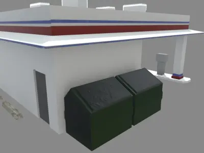 Gas Station Oil Station Exterior Low-poly 3D model