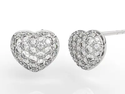 Heart-shaped diamond earrings  3D print model